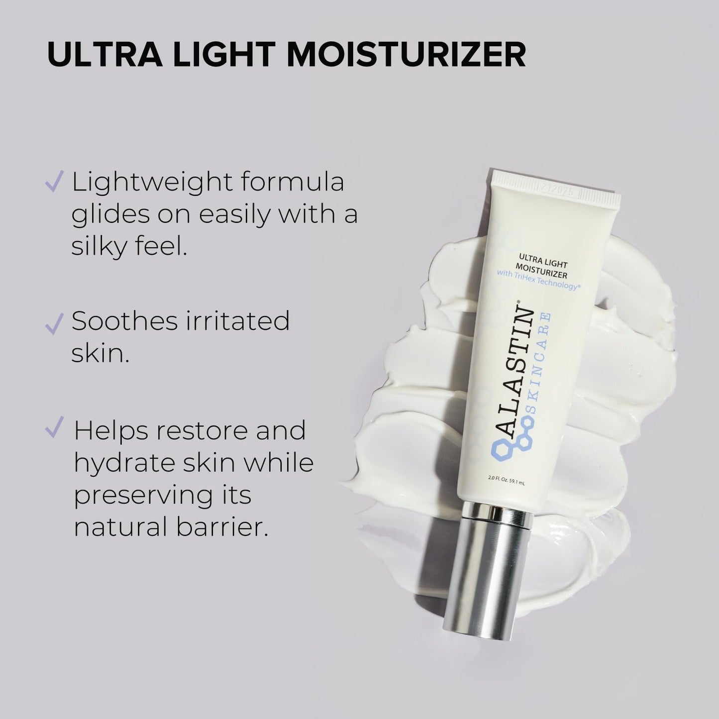 Gray ALASTIN Skincare Ultra Light Daily Face Moisturizer (2 oz) | Hydrating Skin Cream | Anti-Aging Formula Supports New Collagen & Elastin Production