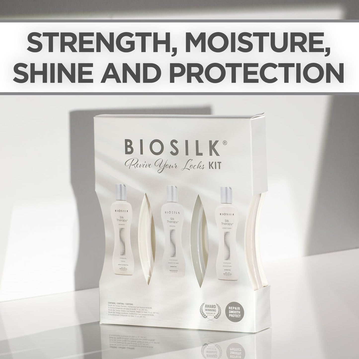 Lavender BioSilk Revive Your Locks Kit. Original Silk Therapy 7oz, Silk Therapy Shampoo 7oz, and Silk Therapy Conditioner 7oz (kit Contains 3 Products), 7 fluid_ounces