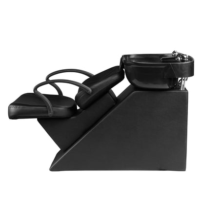 White Smoke Ainfox Shampoo Barber Backwash Chair, ABS Plastic Shampoo Bowl Sink Chair for Spa Beauty Salon (Black)