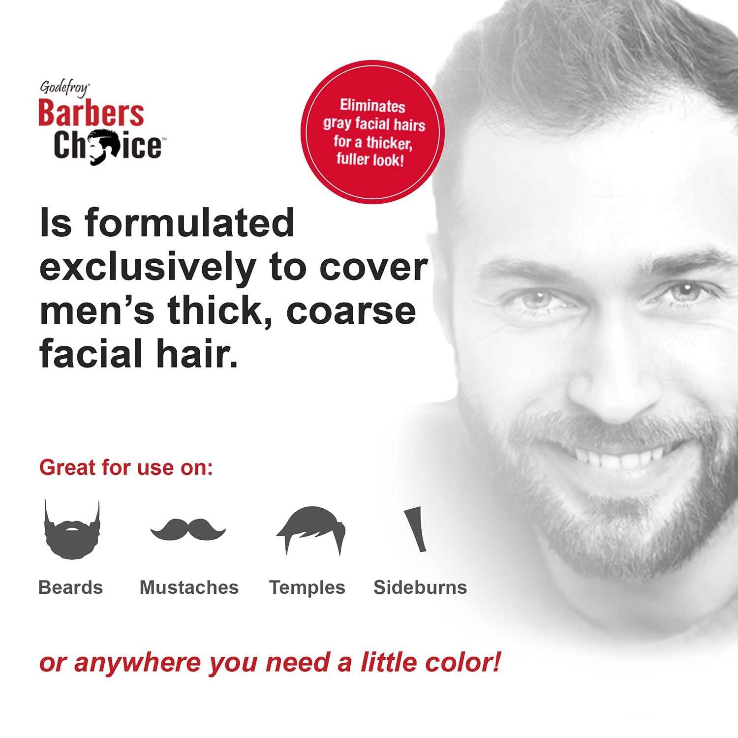 White Smoke Godefroy Barbers Choice 3 Application Beard and Mustache Dye For Men, 6 weeks of Cover For Gray Facial Hair, Jet Black