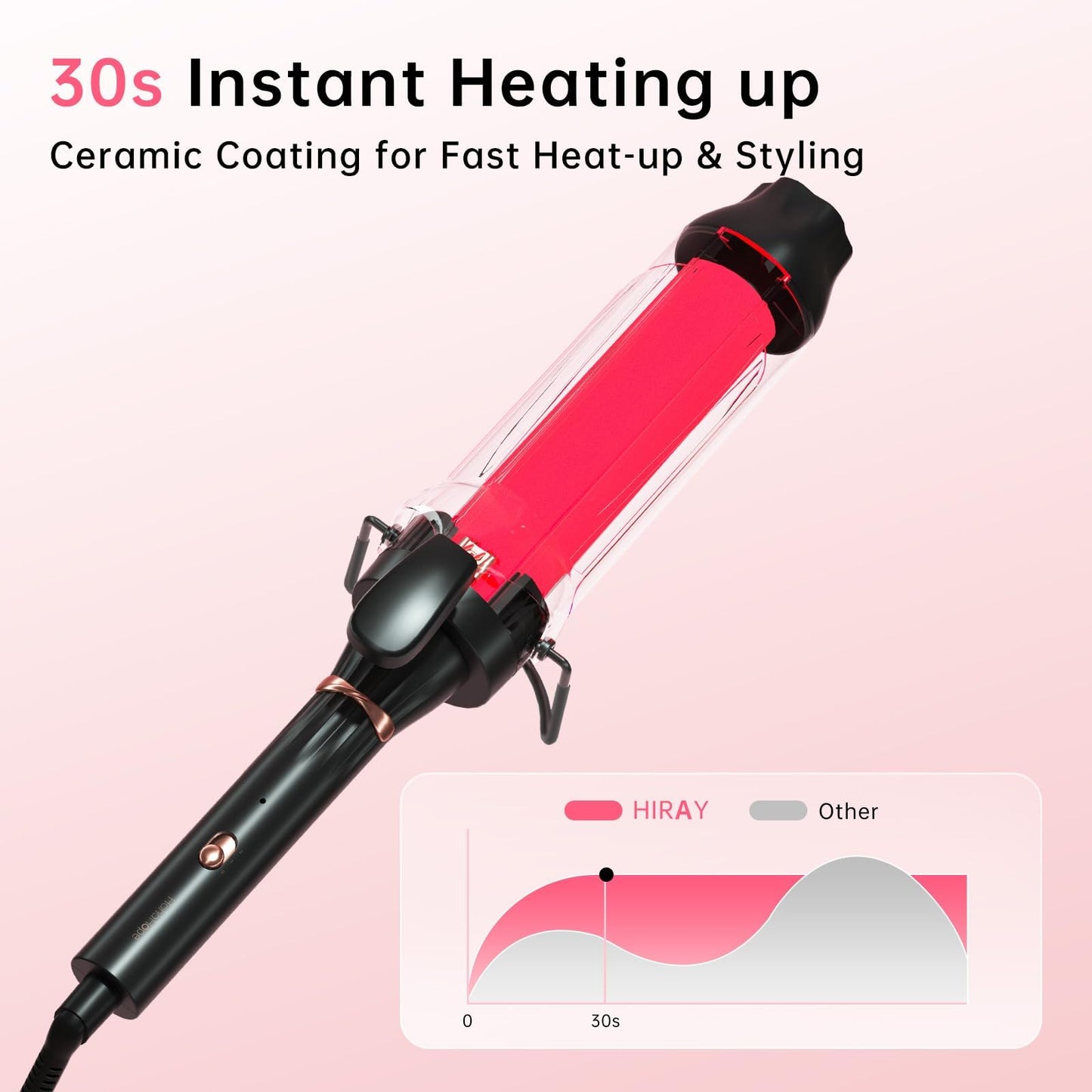 Misty Rose Hahahope Professional 2 Inch Curling Iron with Clamp - Large Barrel Curling Wand for Long Hair, Dual Voltage, Adjustable Heat Settings, Lightweight Design Rose Gold