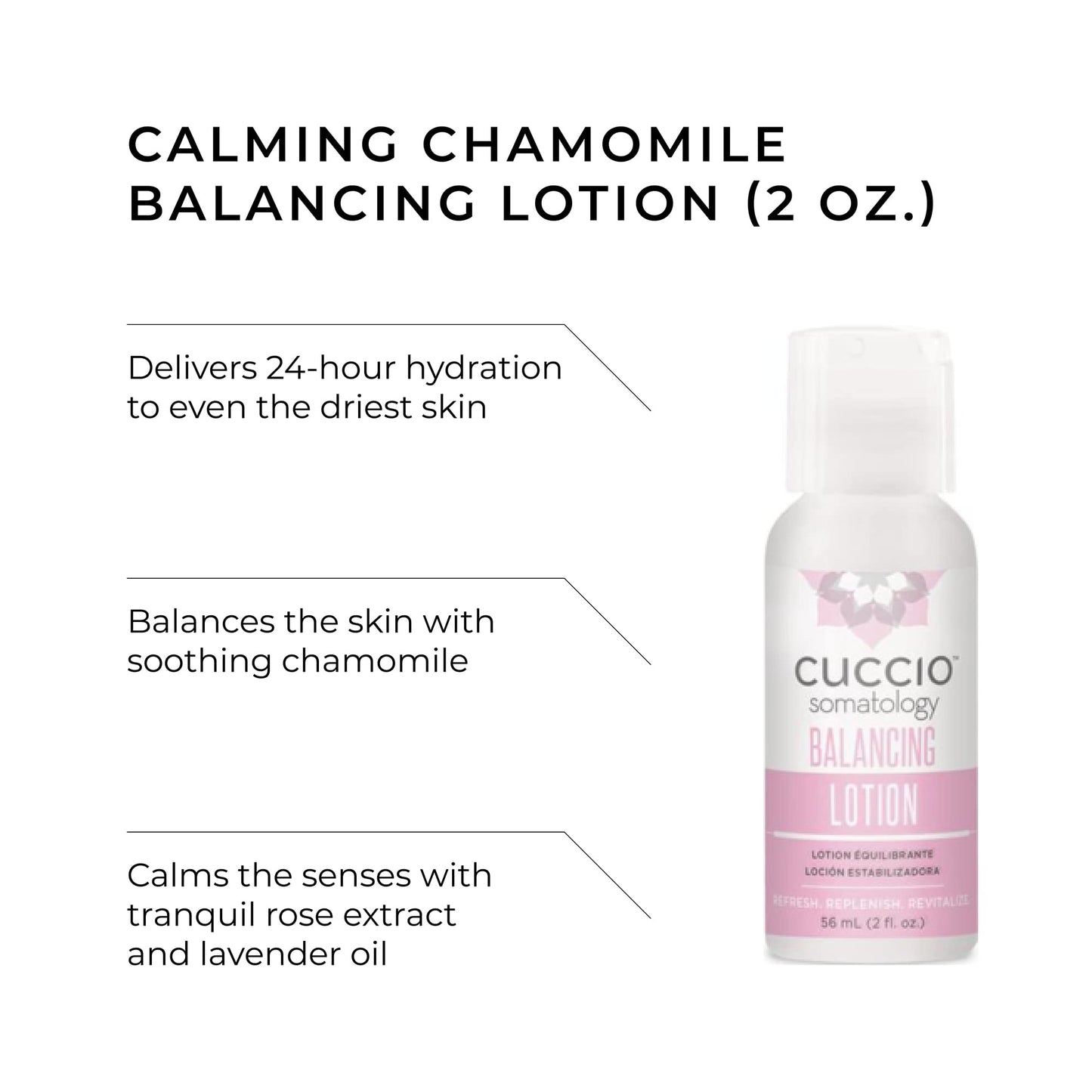White Smoke Cuccio Somatology Balancing Body Lotion - Calming Chamomile - Hydrating and Soothing Natural Moisturizer - Instantly Calms the Senses - Helps Combat Dry and Damaged Skin - Cruelty Free - 2 oz