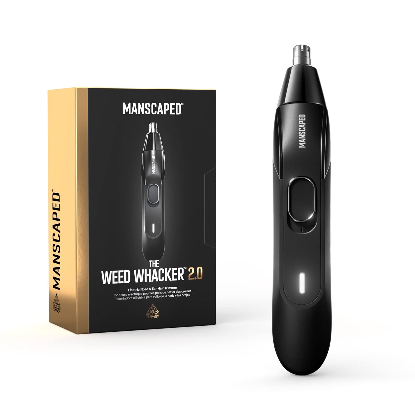 White Smoke MANSCAPED® The Weed Whacker® 2.0 Electric Nose & Ear Hair Trimmer – 7,000 RPM Precision Tool with Rechargeable Battery, Wet/Dry, Easy to Clean, Improved Stainless Steel Replaceable Blade