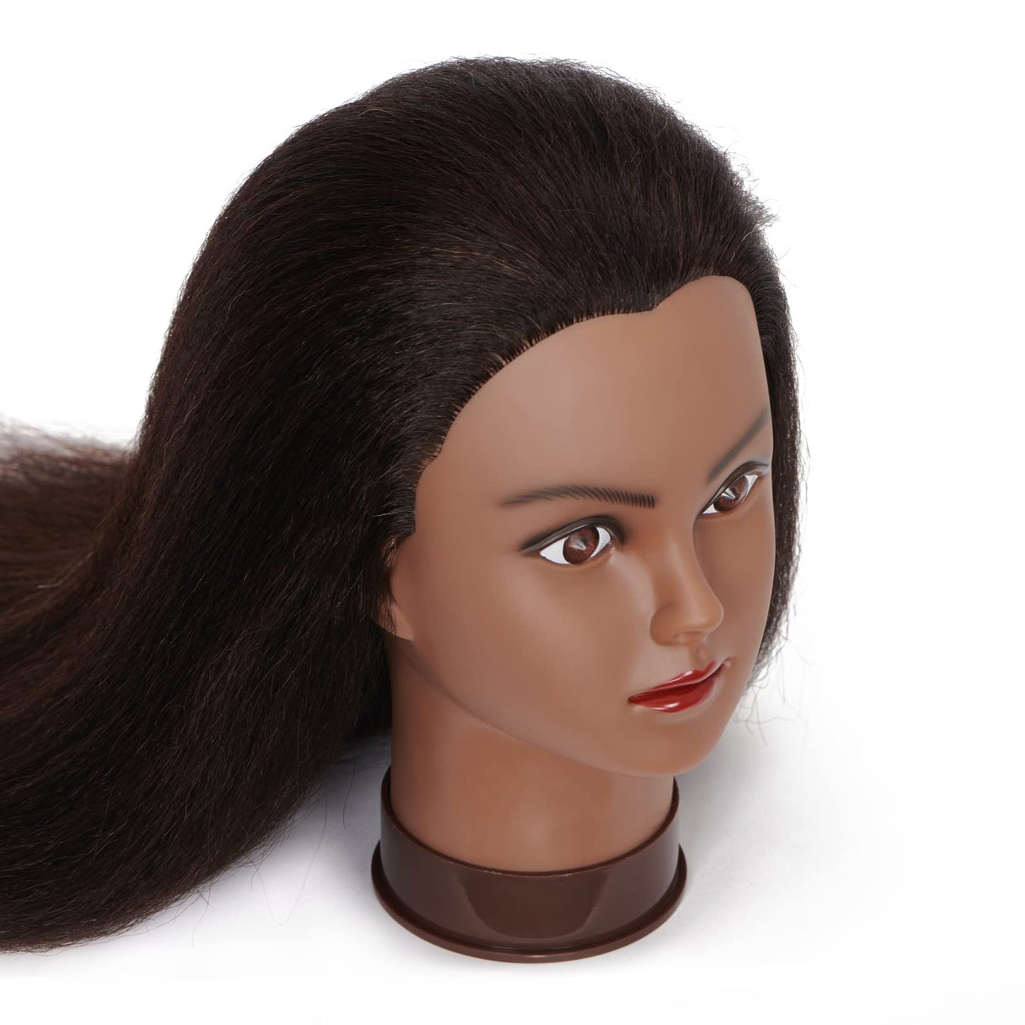 White Smoke Headfix Hair Mannequin Head 100% Real Hair Hairdresser Practice Styling Training Head Cosmetology Manikin Doll Head With Clamp (6F1919B0216)