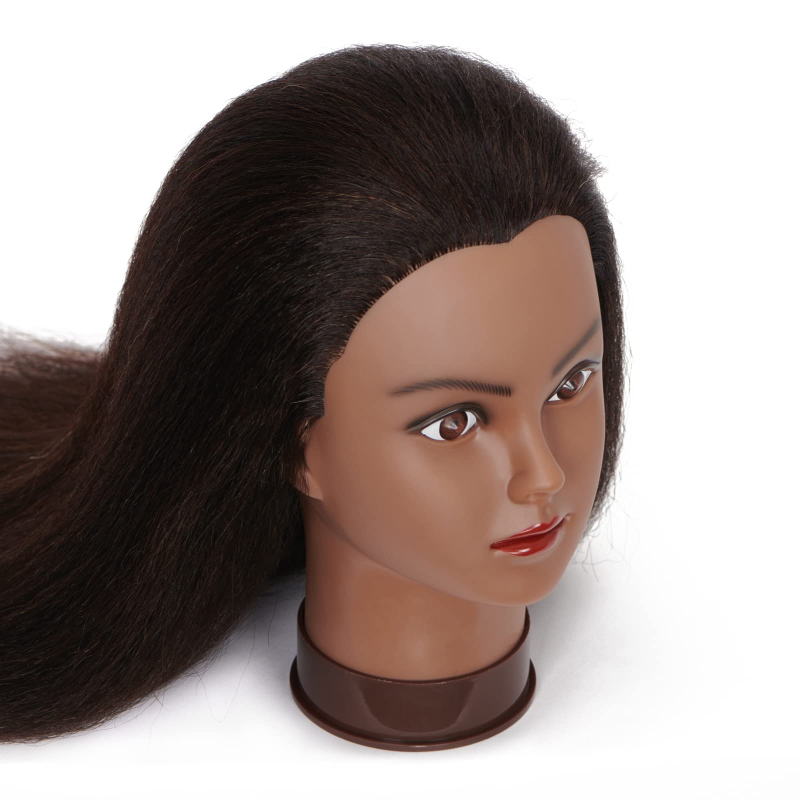 White Smoke Headfix Hair Mannequin Head 100% Real Hair Hairdresser Practice Styling Training Head Cosmetology Manikin Doll Head With Clamp (6F1919B0216)