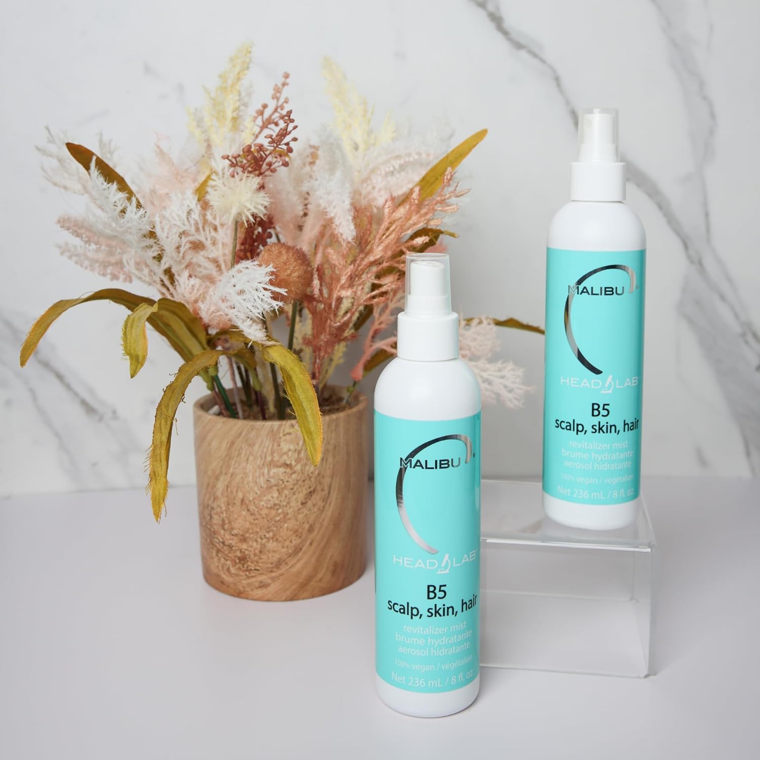 Gray Malibu C Vitamin B5 Scalp, Skin and Hair Revitalizer Mist - Multi-Use Hydrating Mist Enriched with Allantoin to Help Soothe Skin, Restore Moisture and Improve Scalp Protection (8 oz)
