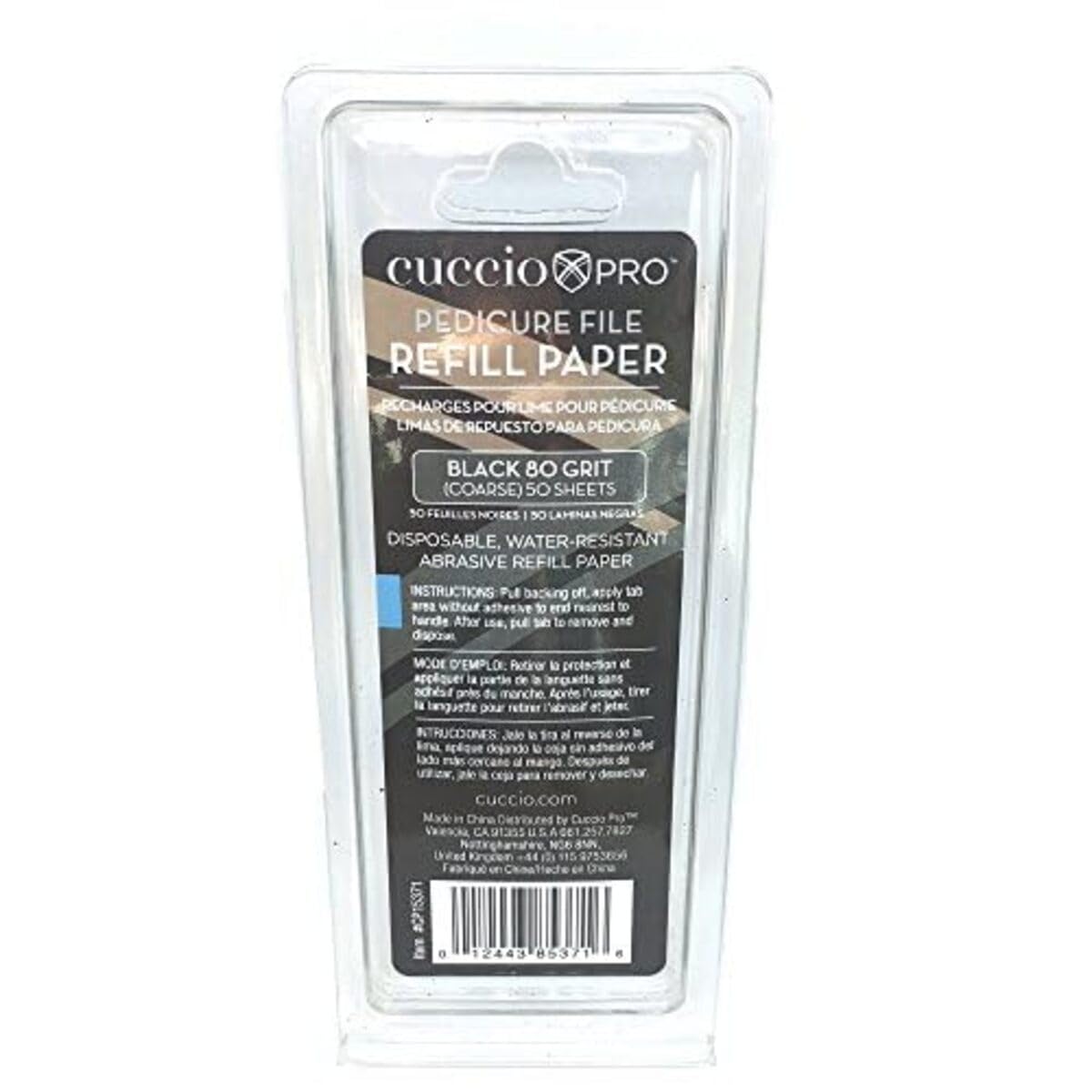 White Smoke Cuccio Pro Pedicure File Refills – 80 Grit Black Abrasive Refill Sheets – Hygienic and Disposable – Water-Resistant – 50 Pack for Cuccio Stainless Steel Pedicure File