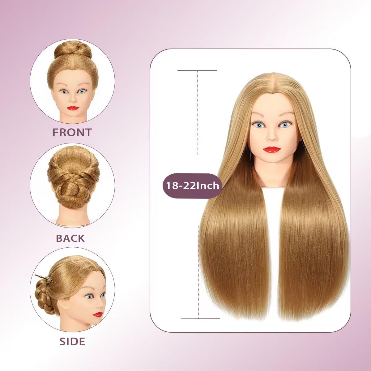White Smoke WeiRan Mannequin Head 80% Human Hair - Straight, 26"-28" Doll Head for Cosmetology & Hairdresser(809-27#)