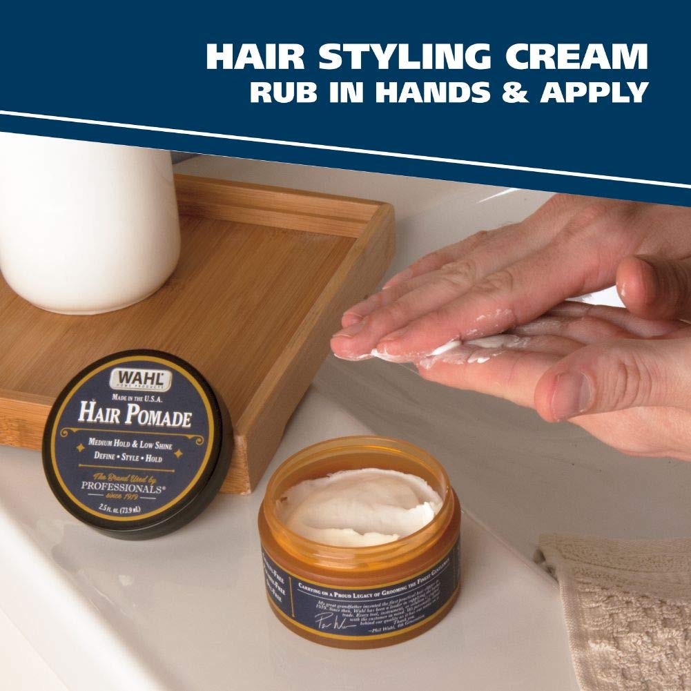 Midnight Blue Wahl Hair Pomade for Styling with Essential Manuka/Meadowfoam Seed/Clove & Moringa Oil for Control Hold Shine - Model 805611A