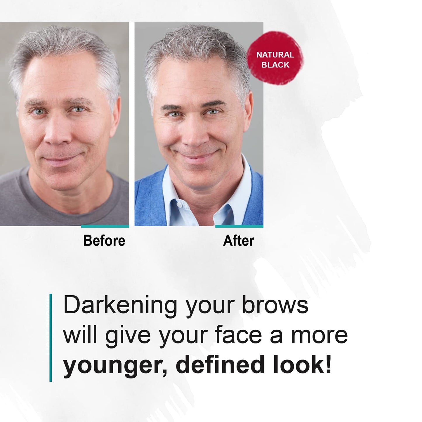 White Smoke Sport Eyebrow Colorant, Men's Long Lasting Treatment to Cover Gray Brow Hairs, Medium Brown