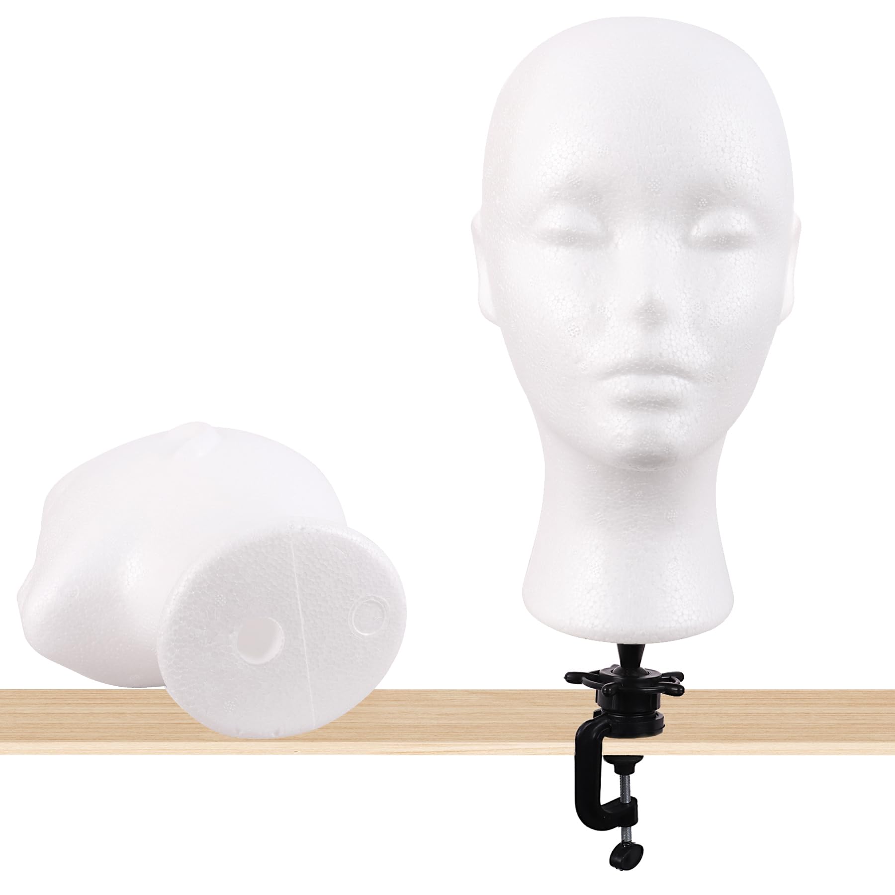 White Smoke MapofBeauty Styrofoam Foam Mannequin Head Stand Wigs Display Styling Hat Storage Lightweight DIY Wig Head (White)