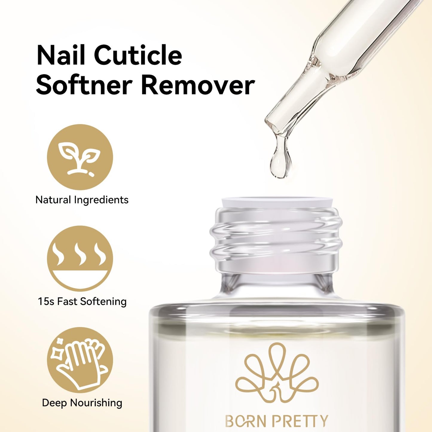 White Smoke Born Pretty Cuticle Remover,20ML Professional Cuticle Softener & Remover for Hand,Foot & Nail Care,Nourishing & Moisturizing Dry Cuticles,Salon Quality Manicure & Pedicure Supplies