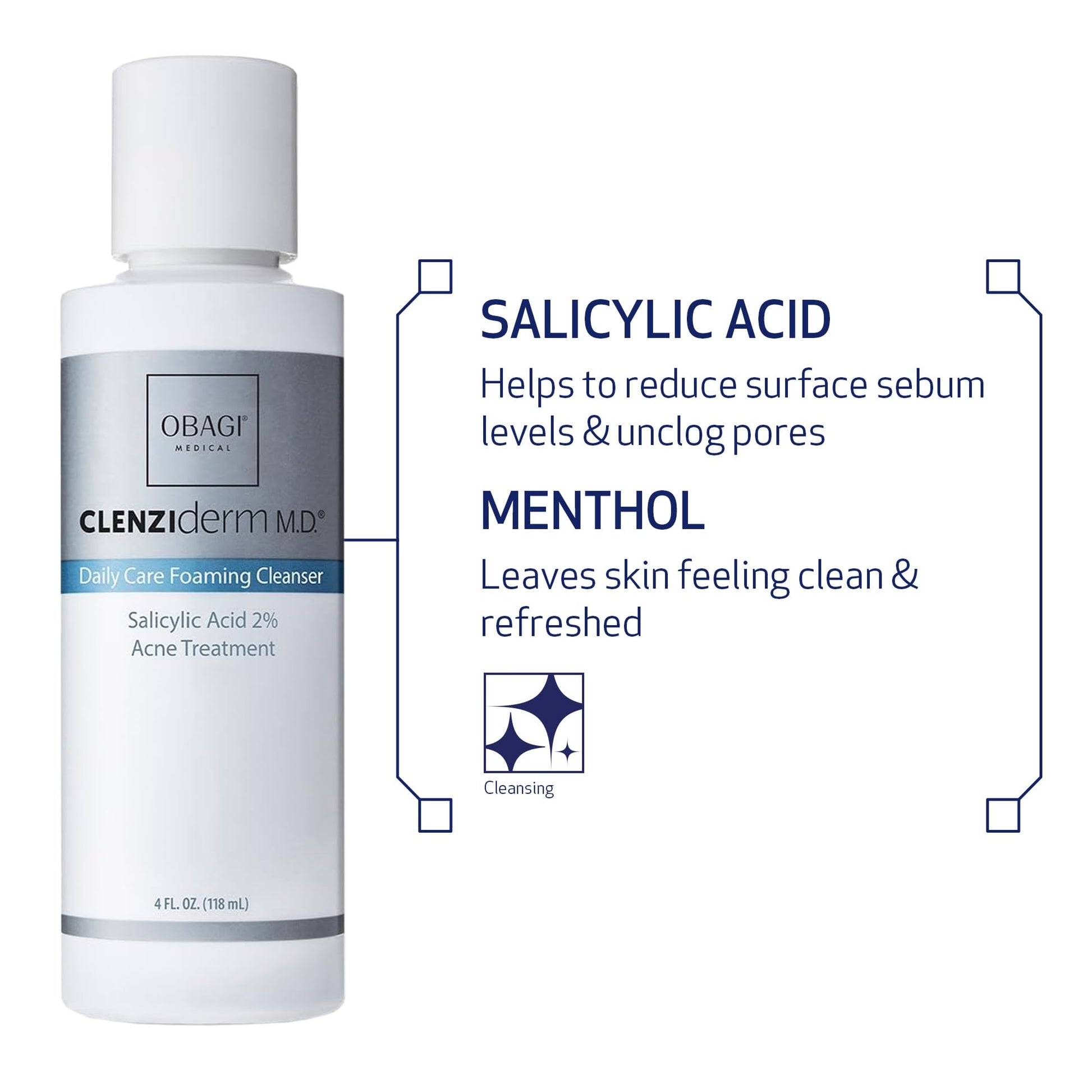 White Smoke Obagi CLENZIderm M.D. Daily Care Foaming Acne Cleanser – Acne Face Wash & Treatment w/ 2% Salicylic Acid (BHA) Unclogs Pores for Clearer-Looking Skin – Safe for Normal & Oily Skin – 4 oz