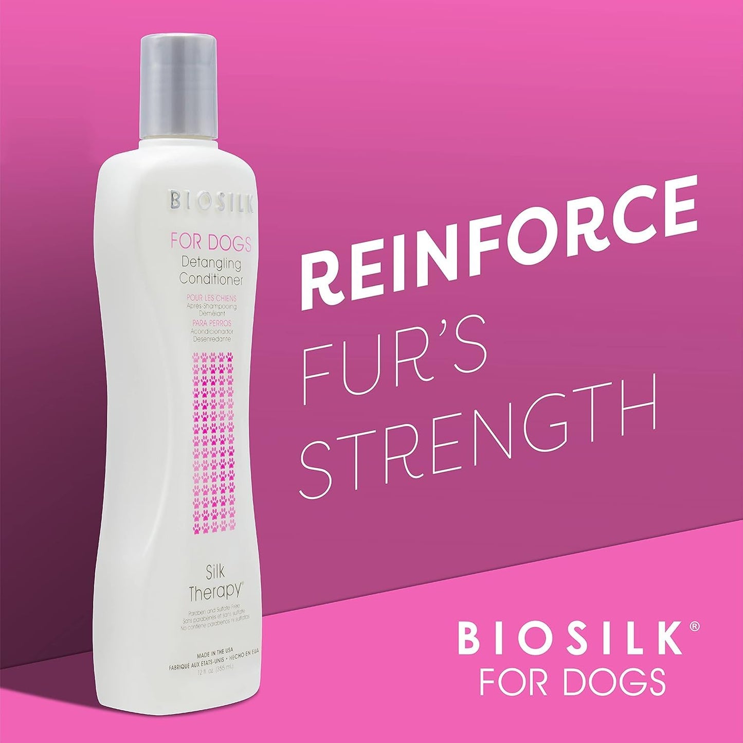 Maroon BioSilk for Dogs Silk Therapy Dog Detangling Conditioner, Dog Coat Conditioner to Help Smooth Knots and Tangles and Support Soft Manageable Coats During Routine Grooming, 12 Fl Oz - 2 Pack