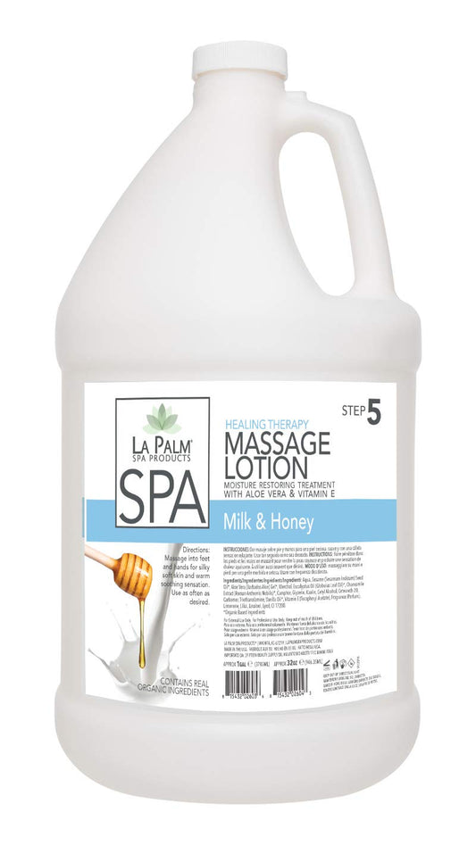 White Smoke La Palm Spa Healing Therapy Massage Lotion Vitamin Milk & Honey Moisture Restoring Treatment 1 Gallon