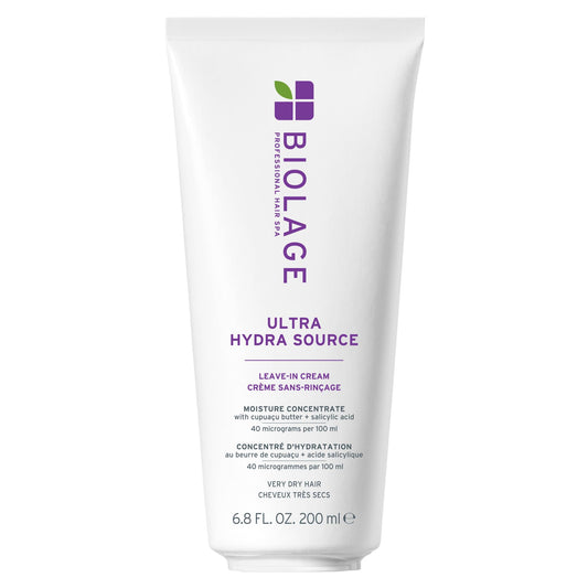 White Smoke Biolage Ultra Hydra Source Leave-In Cream - Moisturizes & Controls Frizz, For Very Dry, Thick, Hair, Infused with Micro-dosed with Cupuaçu Butter & Salicylic Acid