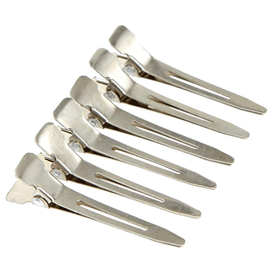 White Smoke Salon Care Metal Single Prong Curl Clips