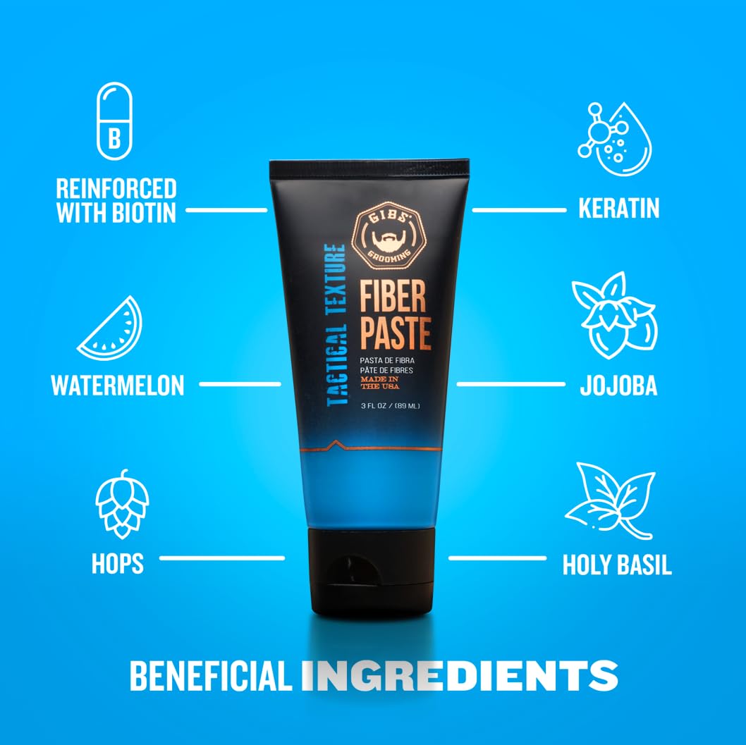 Deep Sky Blue GIBS Grooming Tactical Texture Texturizing Fiber Paste, 3 Fl Oz