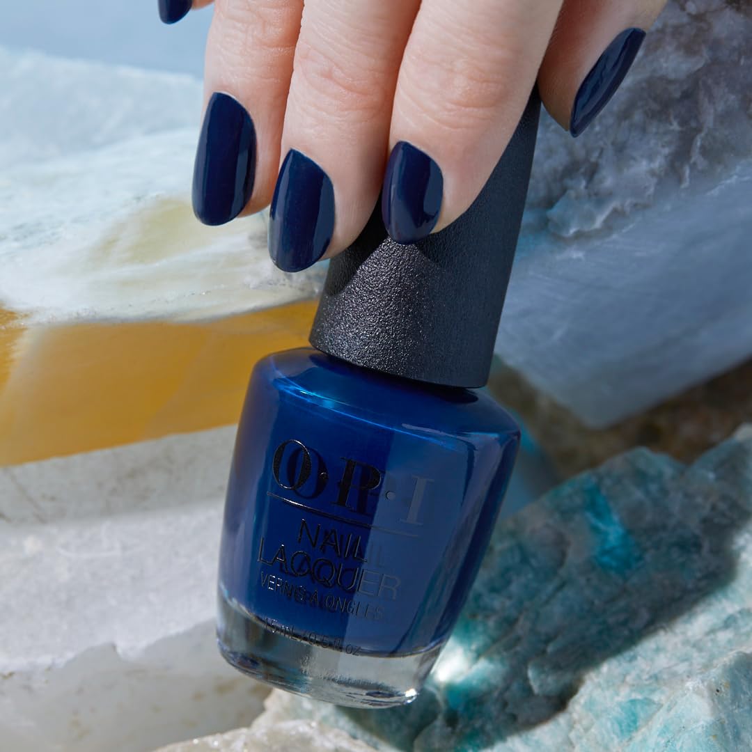 Dark Slate Gray OPI Nail Lacquer Midnight Mantra | Opaque Dark Blue Crème Chip Resistant Nail Polish | Fast Drying, Streak Free