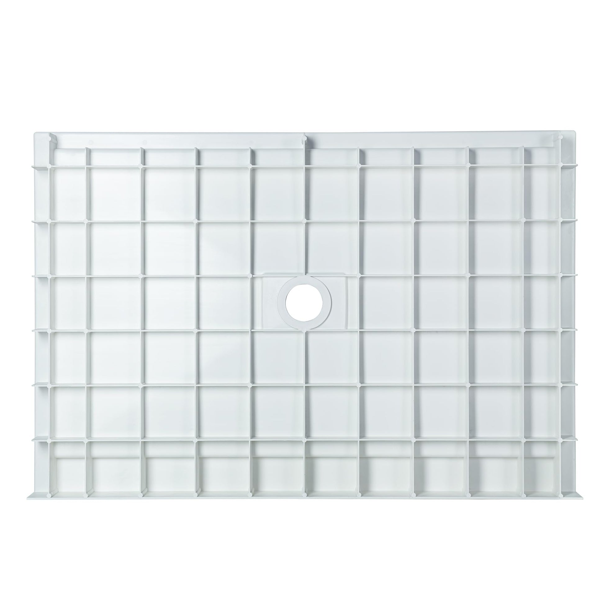 Lavender WOODBRIDGE 48" x 32" Solid Surface Shower Base in White with Center Drain,Single Threshold,Slip-Resistant Shower Pan for Alcove Installation