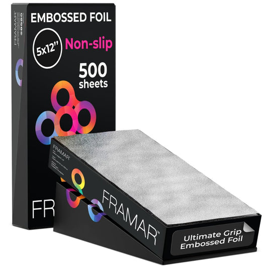 White Smoke FRAMAR 5x12 Silver Embossed Pre Cut Hair Foils For Highlighting – Hair Foil For Hair Highlighting, Highlight Foils For Hair, Non Slip - 500 Foil Sheets
