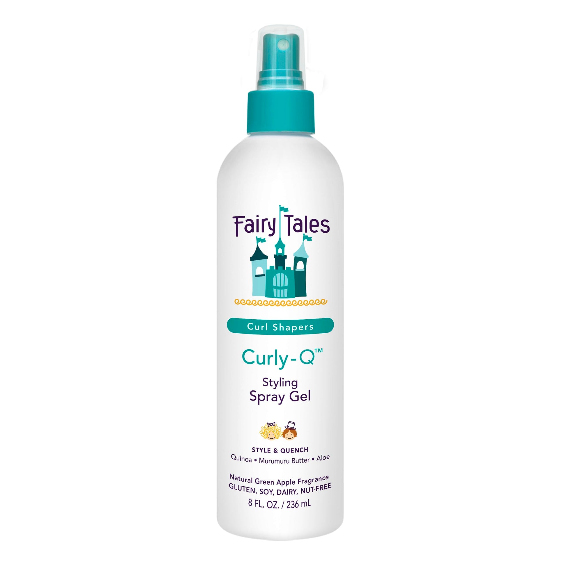White Smoke Fairy Tales Curly Q Kids Styling Spray Gel – Paraben, Sulfate, Gluten, and Nut Free – For all Types of Curls Including Multi Cultural Hair – 8oz.