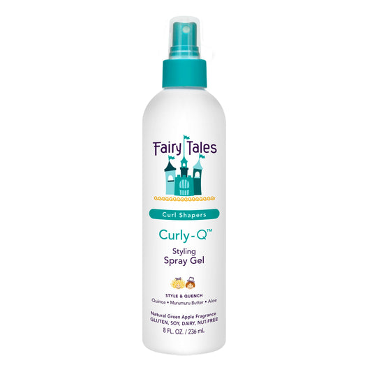 White Smoke Fairy Tales Curly Q Kids Styling Spray Gel – Paraben, Sulfate, Gluten, and Nut Free – For all Types of Curls Including Multi Cultural Hair – 8oz.