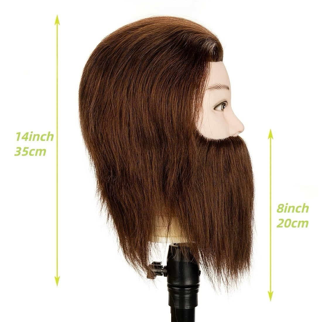 White Smoke Yiifiulyn Barber Mannequin Head Male, 12“ Mannequin Head with 100% Human Hair - Brown Hair Training Doll Head for Hairstylist Hair Styling or Cutting Practice