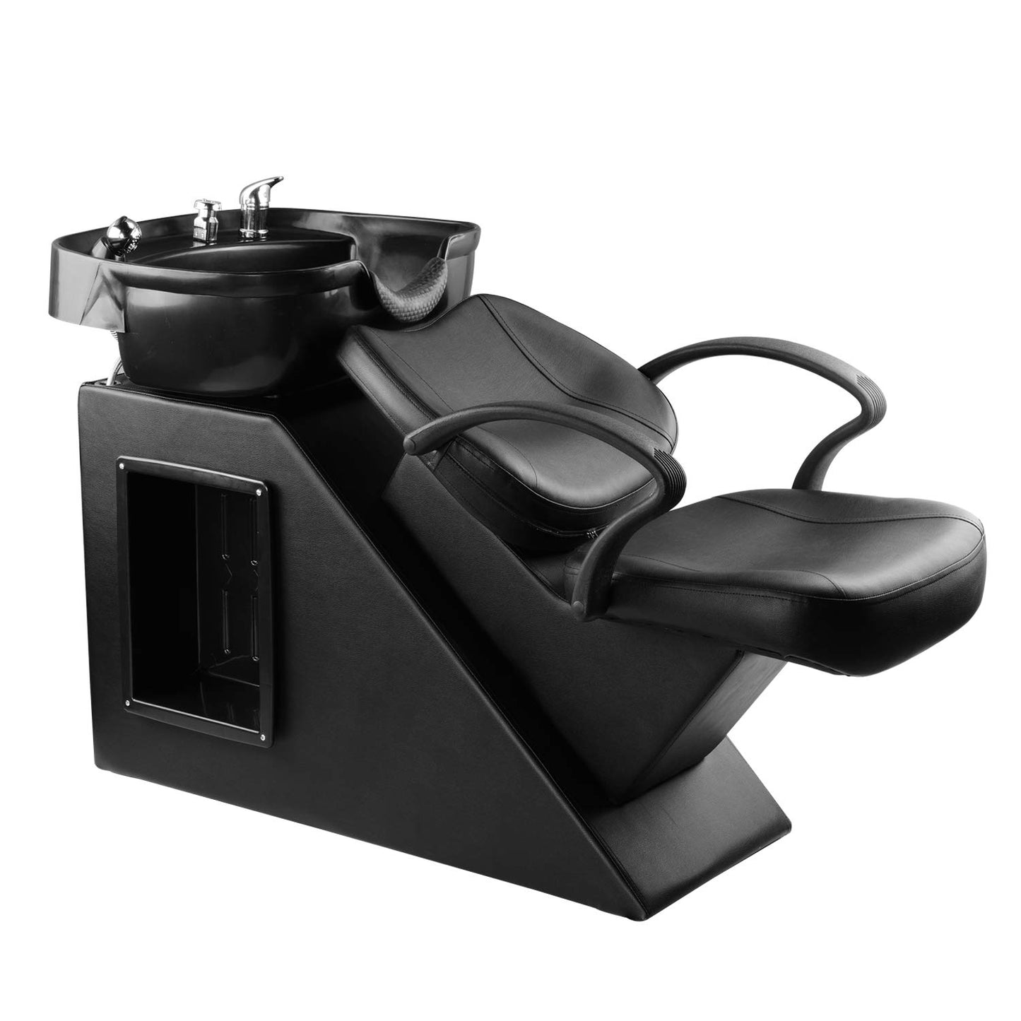White Smoke Ainfox Shampoo Barber Backwash Chair, ABS Plastic Shampoo Bowl Sink Chair for Spa Beauty Salon (Black)