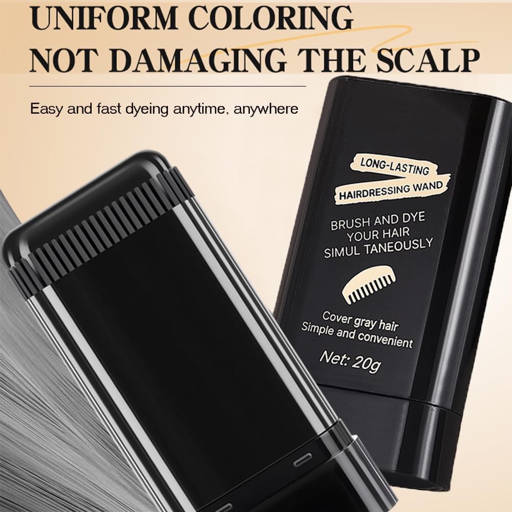 Black 2Pack Root-Touch-Up Hair Color Stick with Built -in Comb – Instant Waterproof Brown Dye for Gray Coverage, Sweat-Proof Long-Lasting, Travel-Friendly Dye Pen for Women & Men (02#Brownish Black)