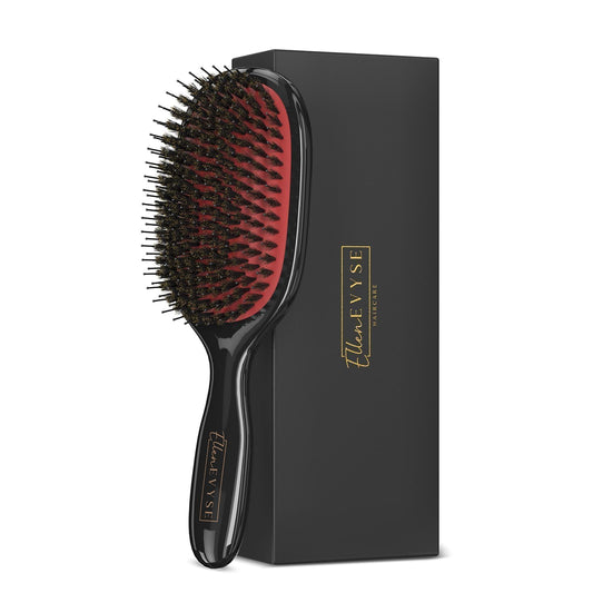 Dark Slate Gray Ellen Evyse Boar Bristle Hair Brush, Nylon Pins and Soft Boar Bristles for Smoothing, Detangling, Reducing Breakage and Enhancing Shine, Hairbrush for Women,Men