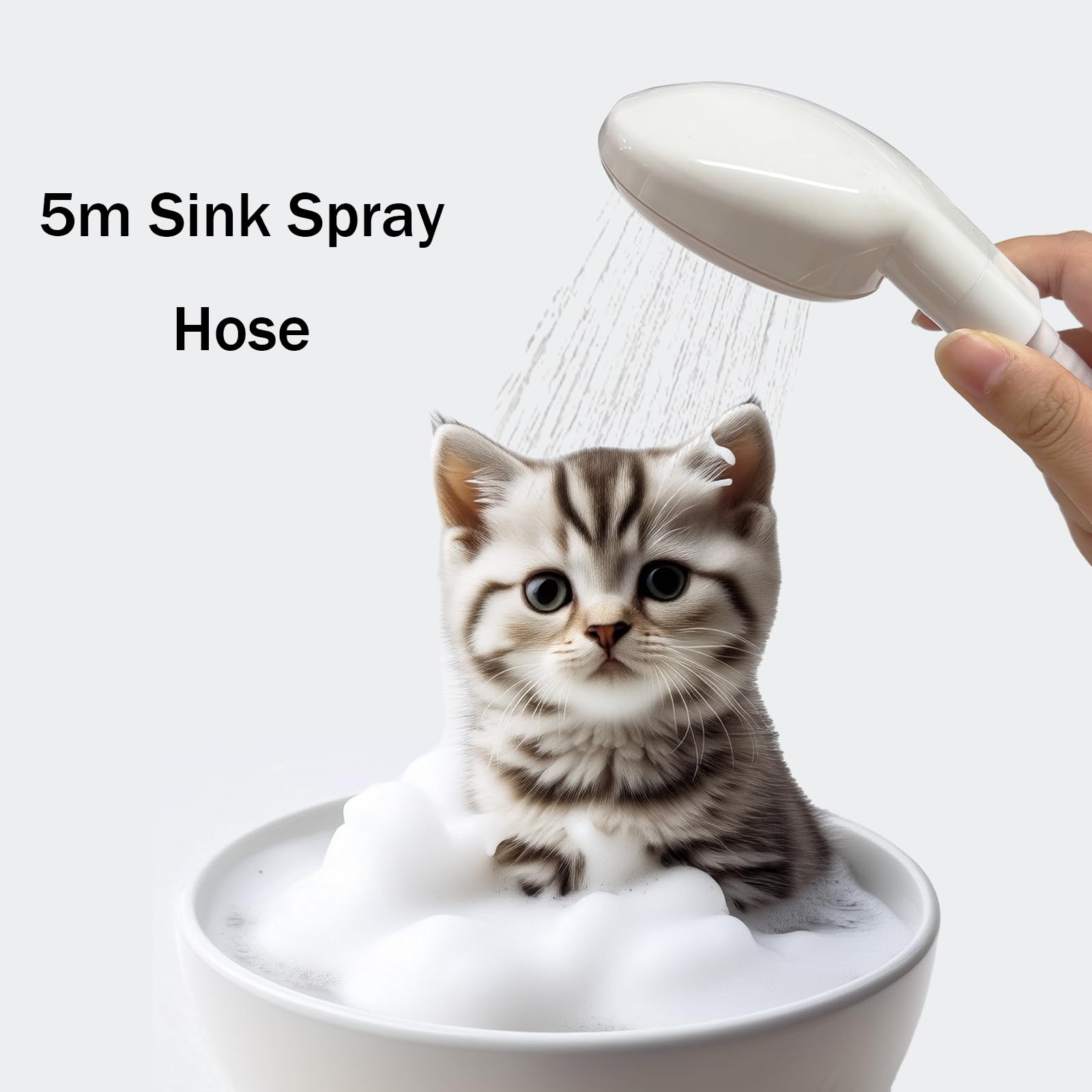 Lavender 16.4FT Sink Spray Hose,Portable Sink Hose Sprayer, Shampoo Sprayer Hand Heldhead Shower Spray for Bathing Baby,Pets,Washing Hair,Rinsing Vegetables