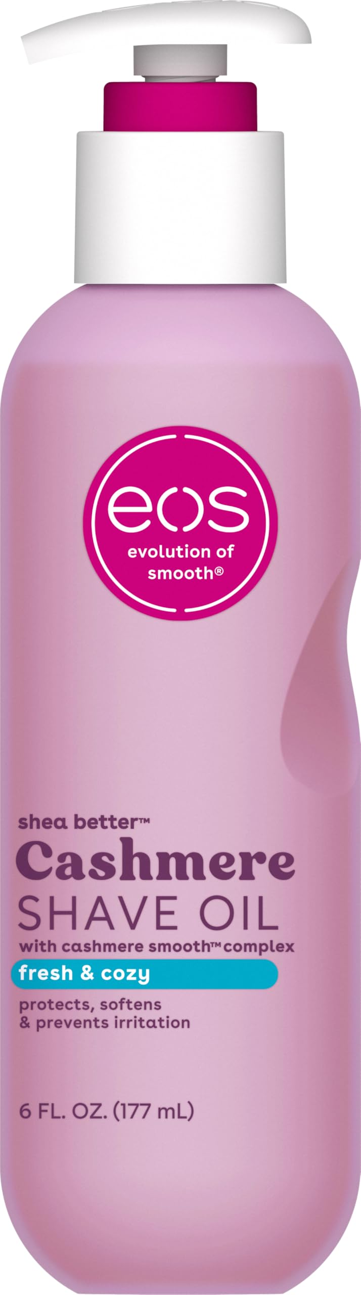 White Smoke eos Cashmere Shave Oil – Fresh & Cozy, Moisturizing Shave Oil with Shea Butter & Glycerin, Helps Prevents Irritation & Razor Burn, Vegan, 6 fl oz