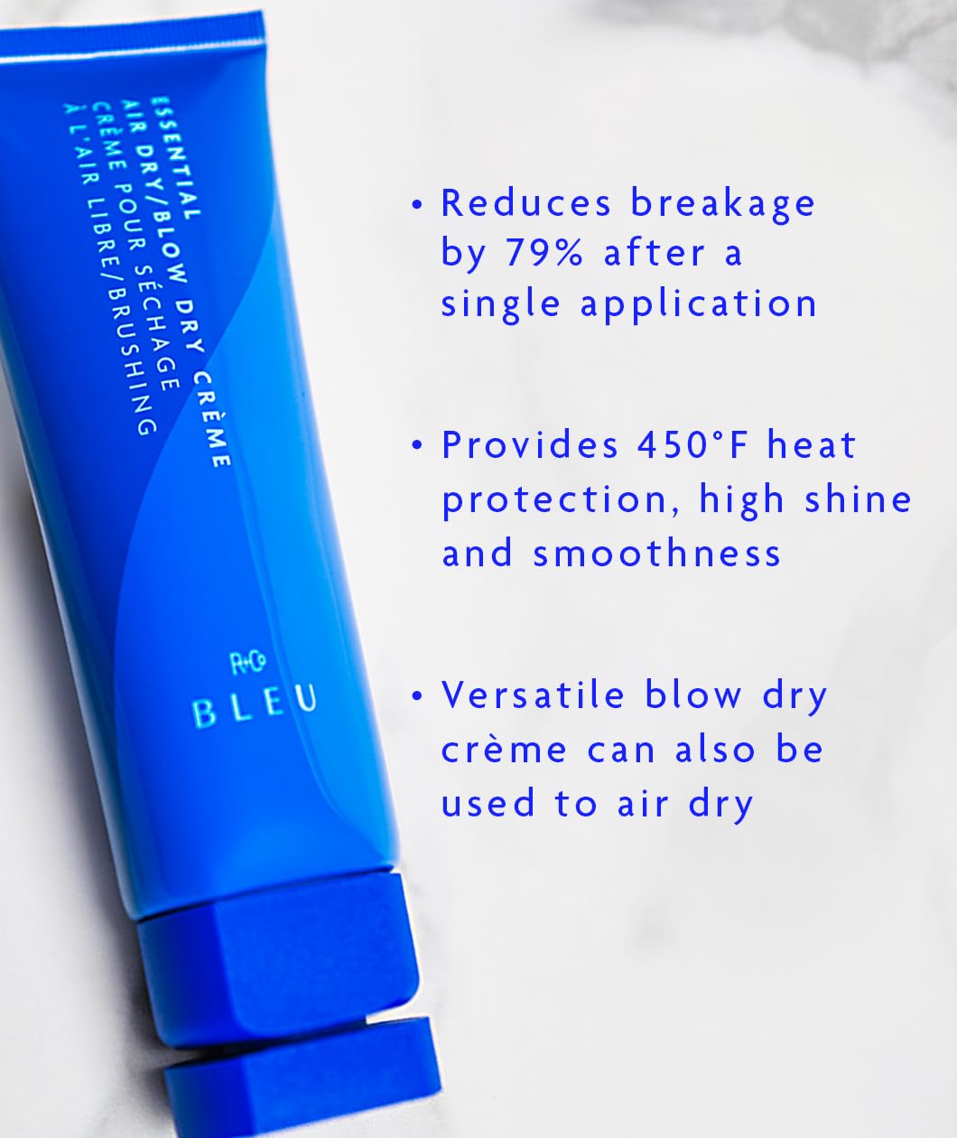 Lavender R+Co BLEU Essential Air Dry Blow Dry Crème – Lightweight Heat Protectant Styling Cream for Frizz Control, Hydration & Shine – Smooths & Detangles for All Hair Types – Paraben-Free – 4.2 oz