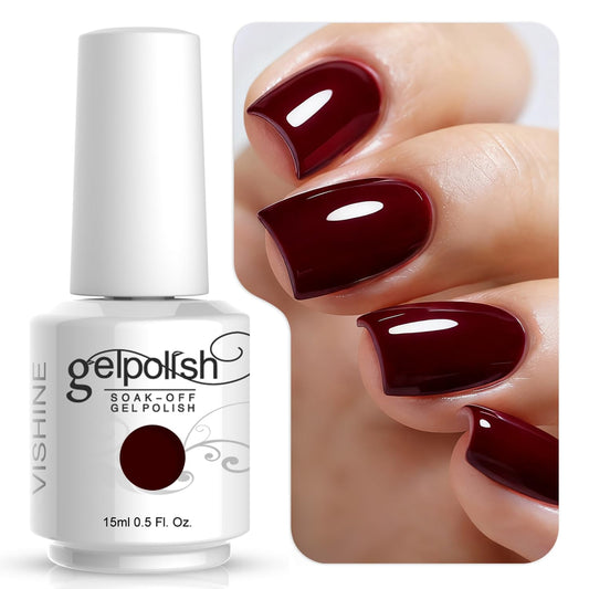 White Smoke Vishine Gelpolish Professional UV LED Soak Off Varnish Color Gel Nail Polish Manicure Salon Dark Red(1418)