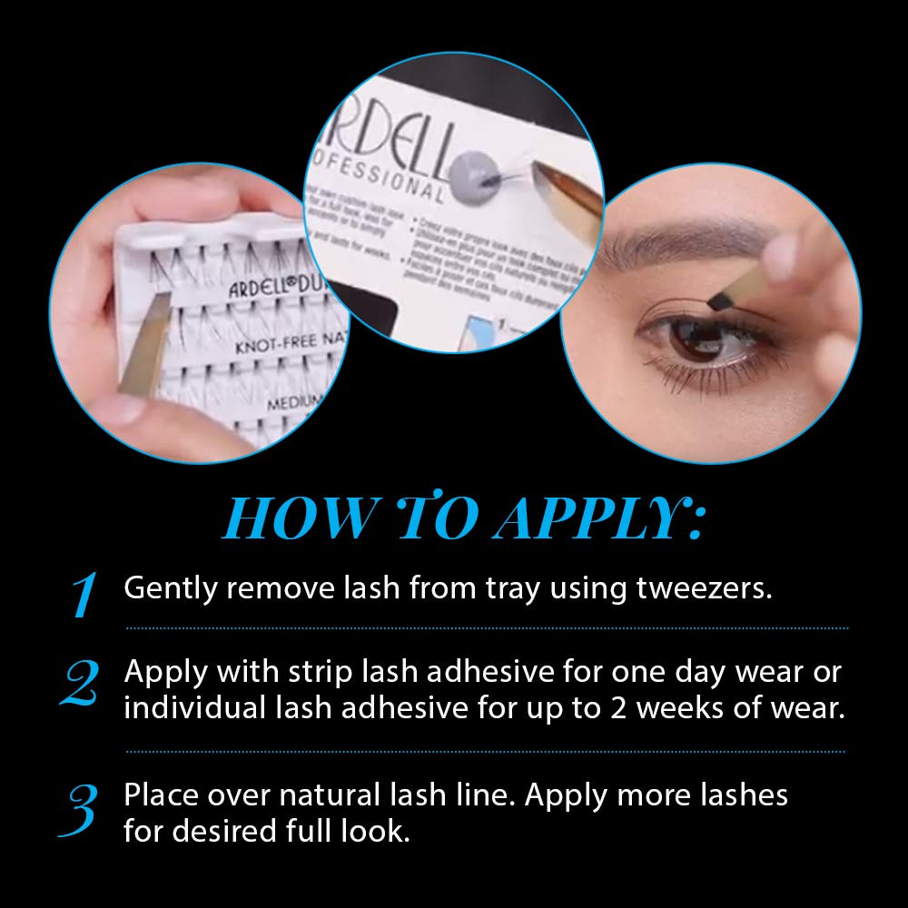 Black Ardell Individual False Eye Lashes - Short, Black, Natural Look DIY Lash Clusters, Easy Application for Eyelash Extension Effect, 4 Pack