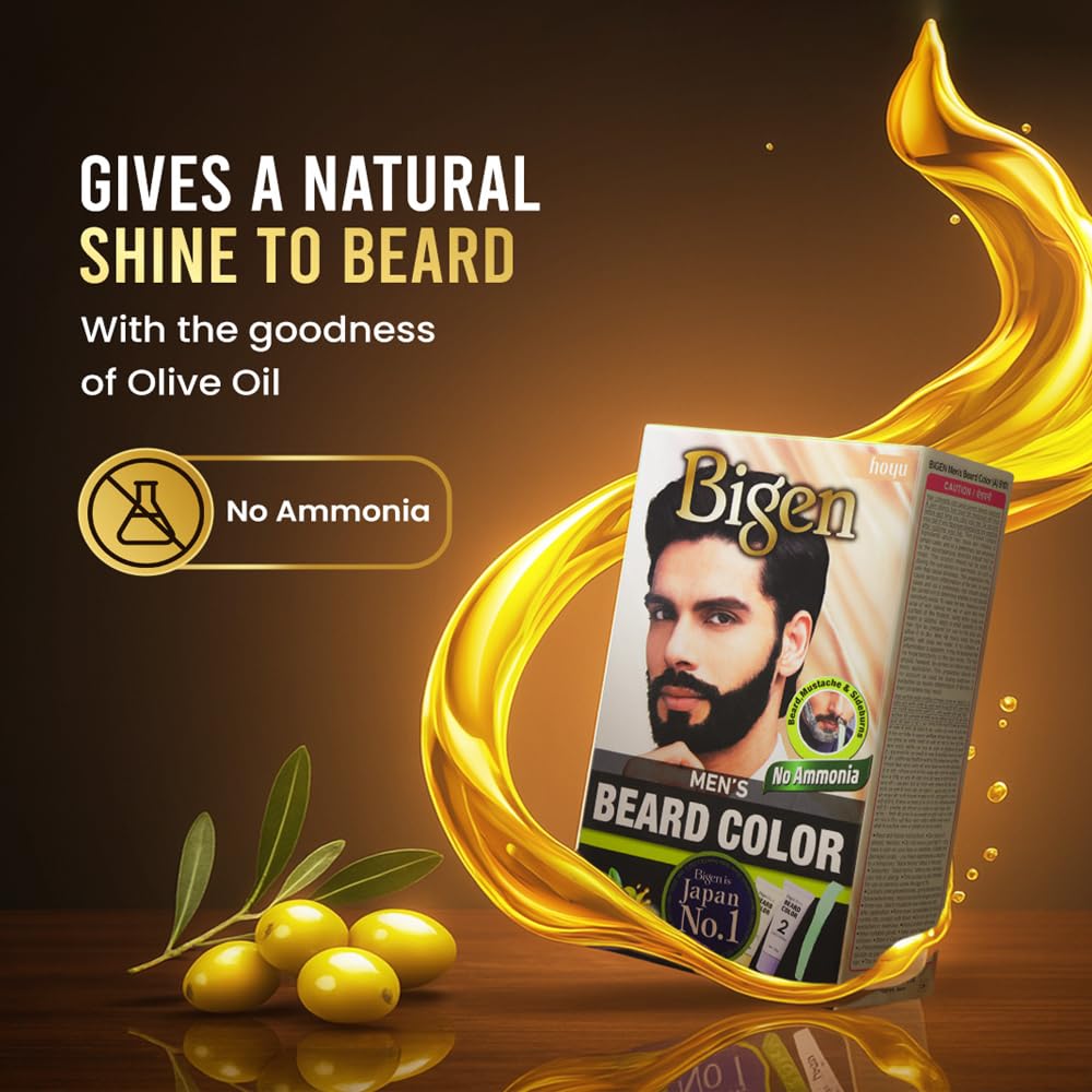 Black Bigen Men'S Beard Color, 40G - Brownish Black B102 (Pack Of 1)
