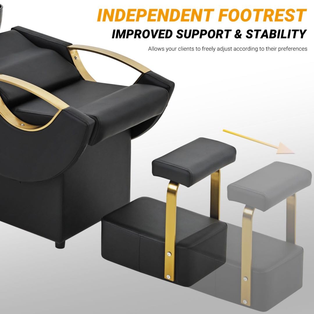 White Smoke Shampoo Bowl and Chair Set for Salon,Seogwisam Backwash Barber Chair,ABS Plastic Shampoo Bowl Sink Unit w/Independent Footrest for Beauty Spa Barbershop