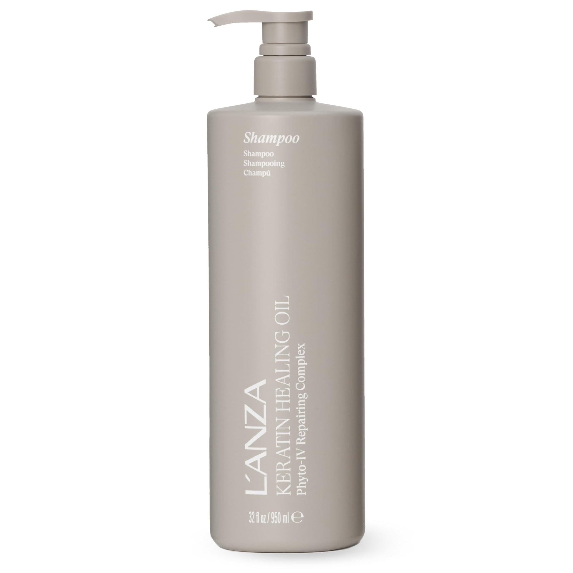 Dark Gray L'ANZA Keratin Healing Oil Shampoo Hydrating Cleanse, Boosts Softness, Adds Lustrous Shine, Anti-Frizz, Color Safe, Strengthening Anti-Humidity Strengthening Care, Sulfate Free (32 Fl Oz)