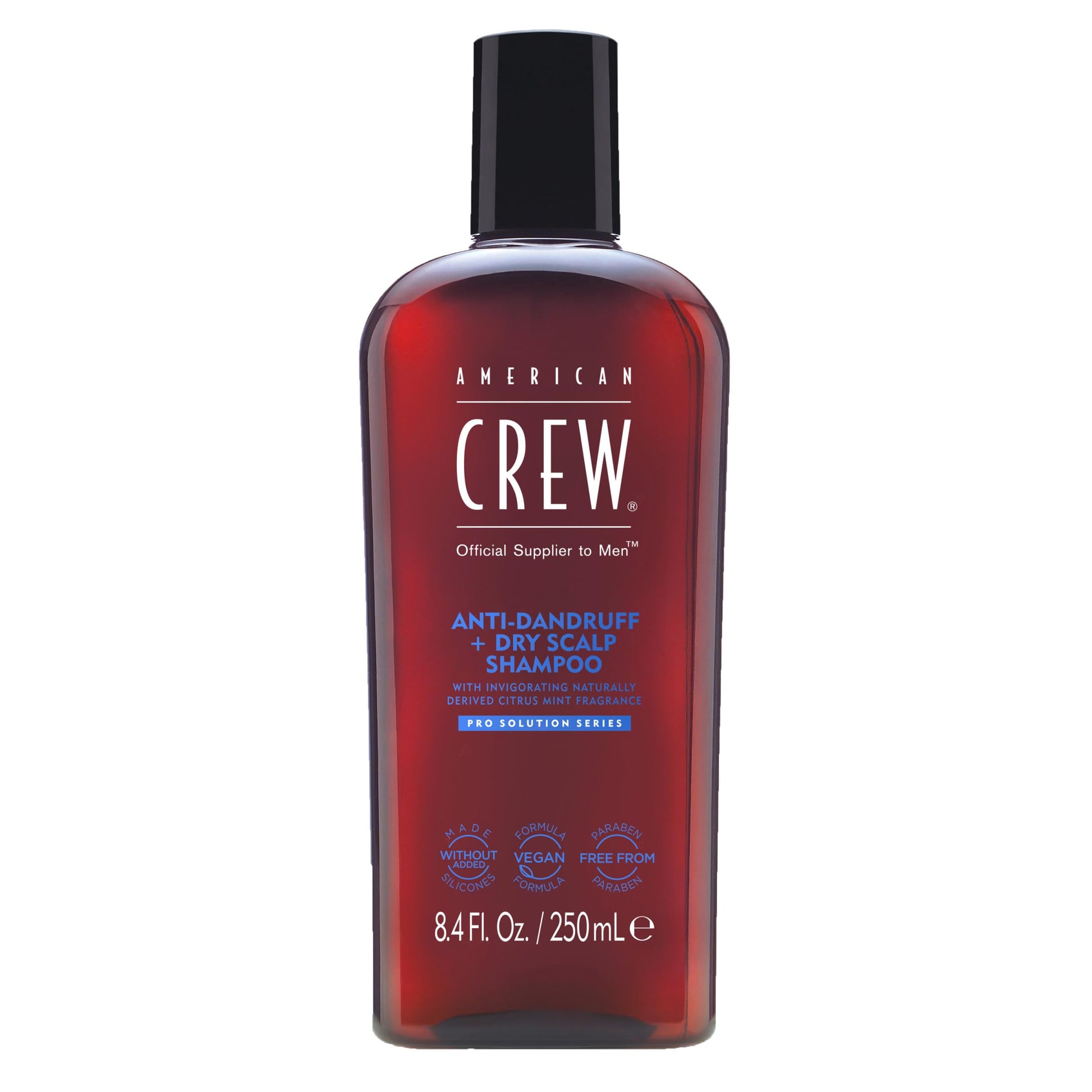 White Smoke American Crew Anti-Dandruff + Dry Scalp Shampoo for Men, Citrus Mint Scent, 8.4 fl oz