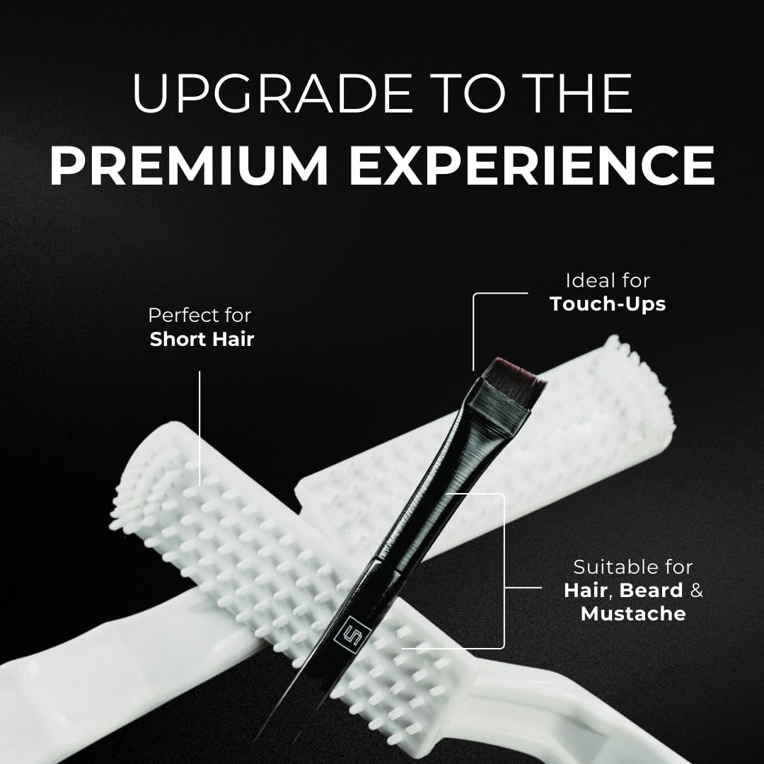 Black Simpler Hair Color Dark Brown Mustache and Beard Upgraded Brush Kit with 3 Brushes Included for Precision Application - Gentle, Natural Looking Beard Coloring for Men