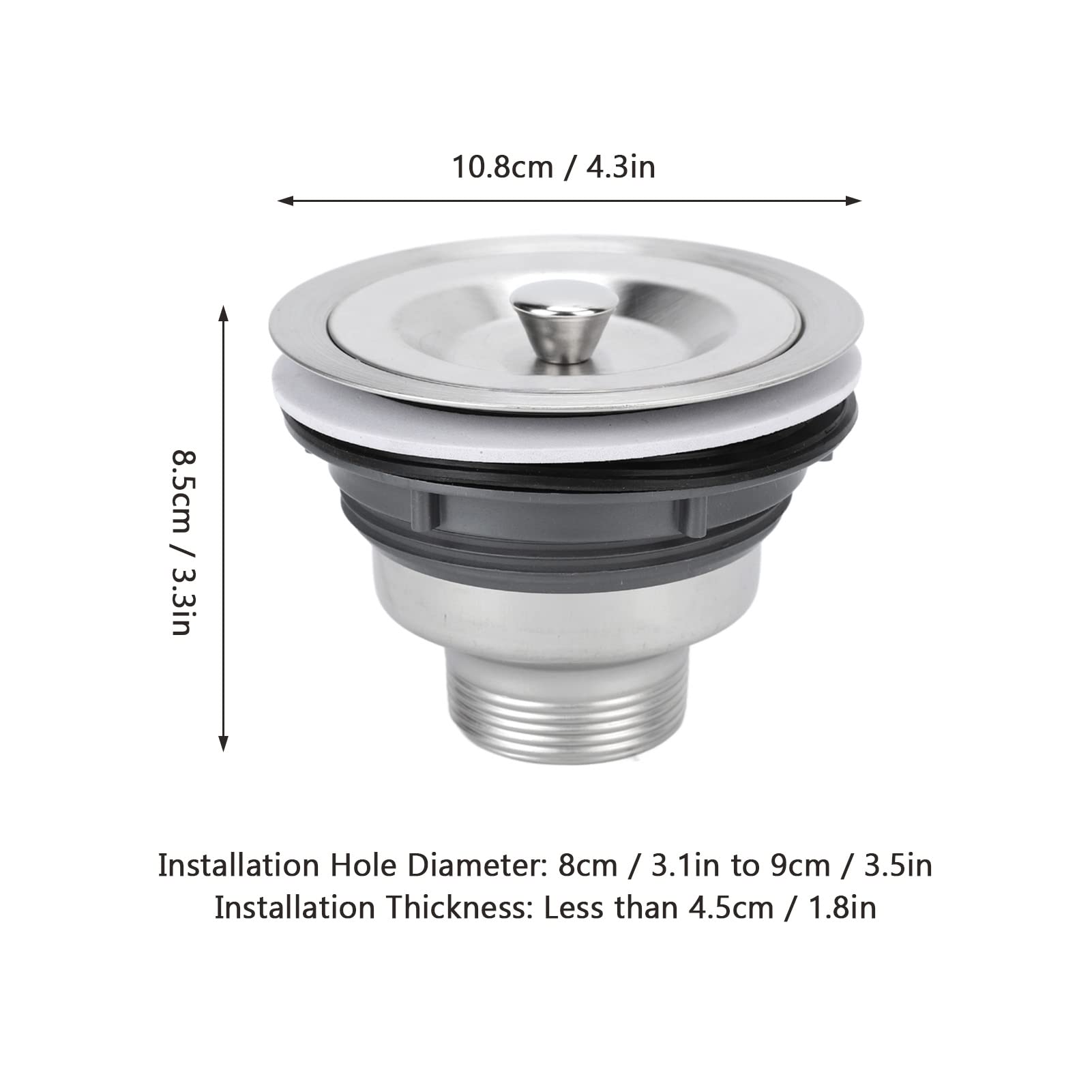 White Smoke Drain Plug Stainless Steel Sink Plug, Hair Salon Shampoo Basin Drain Plug, Sink Plug with Hair Catcher Accessories for Shampoo Bed