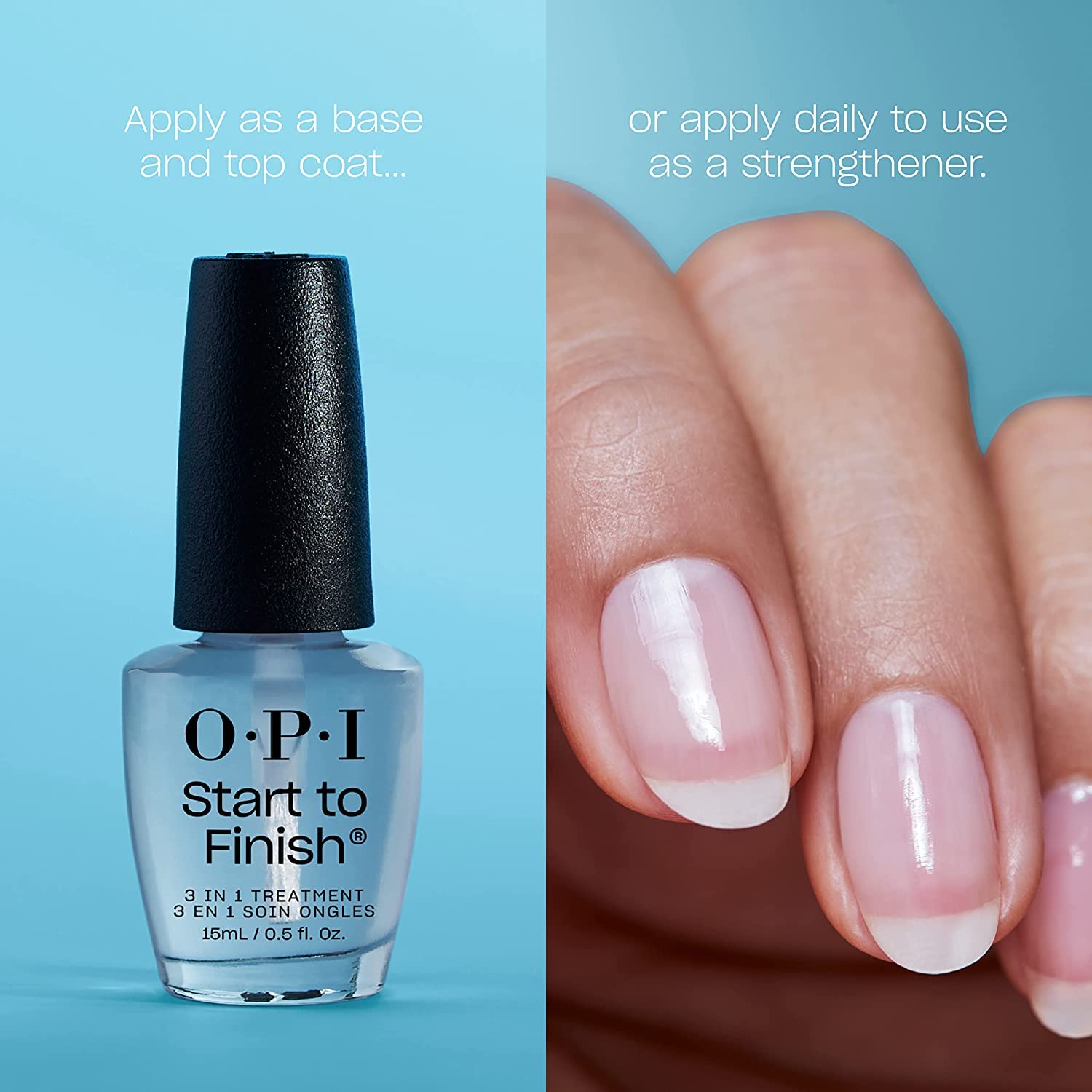 Sky Blue OPI Nail Envy, 0.5 fl oz and OPI Start to Finish, 3-in-1 Treatment, Base Coat, Top Coat, Nail Strengthener, 0.5 fl oz