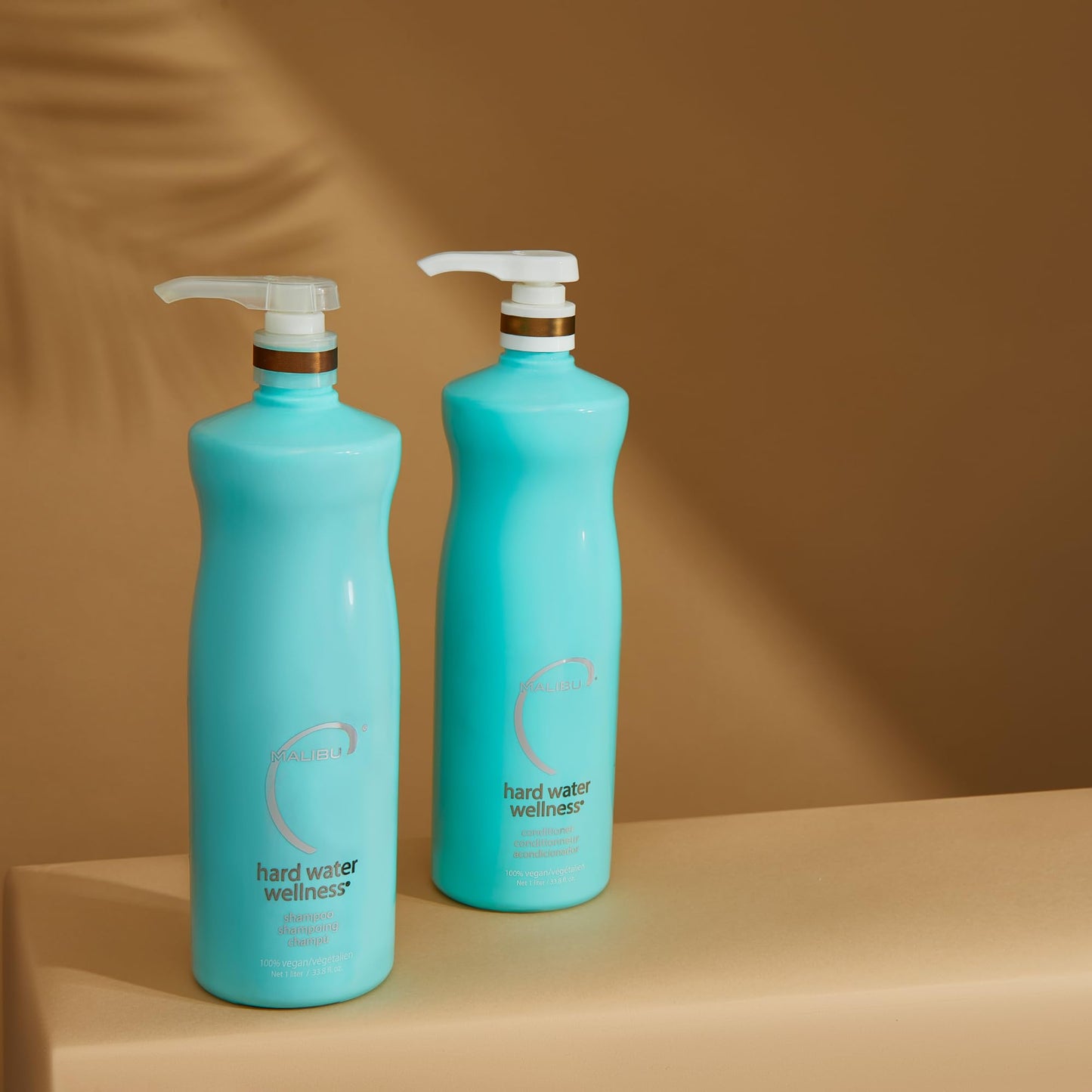 Saddle Brown Malibu C Hard Water Wellness Shampoo and Conditioner Duo - Hydrating Hair Care for Shine & Manageability - Protects from Waterborne Elements That Cause Dry, Damaged Hair (33.8oz)