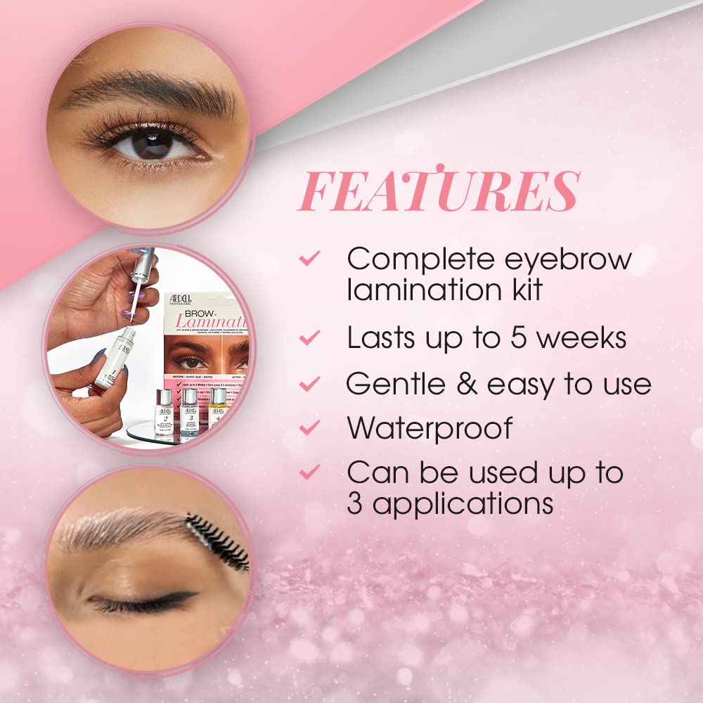 Misty Rose Ardell Brow Lamination Kit, Lift, Shape, and Define Brows, Waterproof, 1-Pack