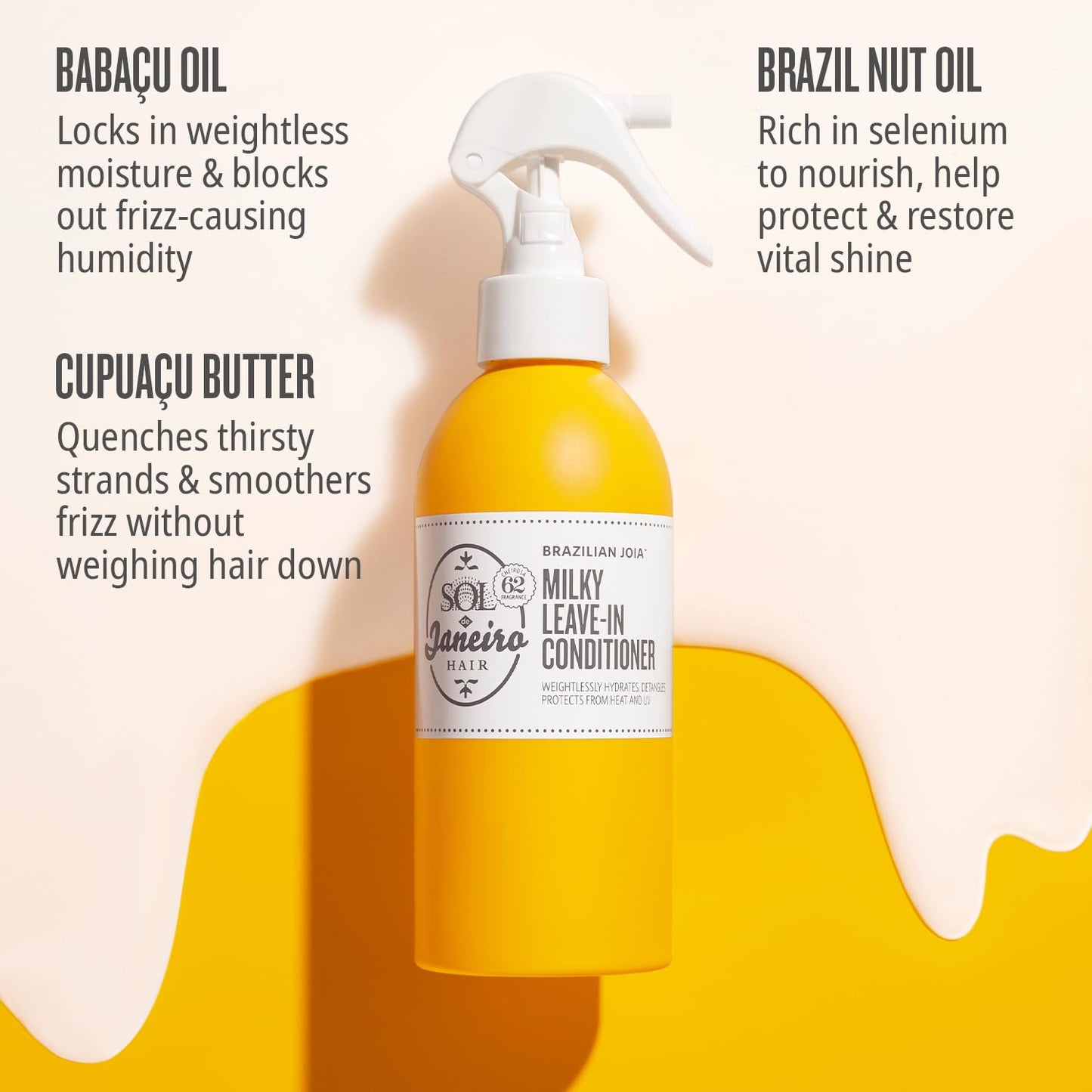 Misty Rose Sol de Janeiro Brazilian Milky Leave-In Conditioner | Fights Frizz | Detangles | Heat Protection Spray For Hair