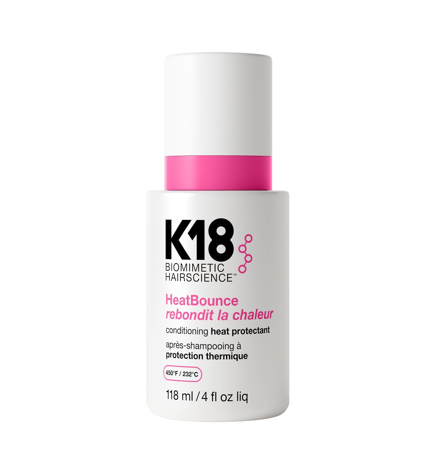 White Smoke K18 HeatBounce Conditioning Heat Protectant Spray, Lightweight Leave-In Conditioner + 450℉ (232°C) Heat Protection, Soften, Smooth + Detangle All Hair Types, 4 Fl Oz Liq