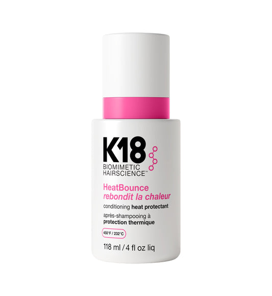 White Smoke K18 HeatBounce Conditioning Heat Protectant Spray, Lightweight Leave-In Conditioner + 450℉ (232°C) Heat Protection, Soften, Smooth + Detangle All Hair Types, 4 Fl Oz Liq