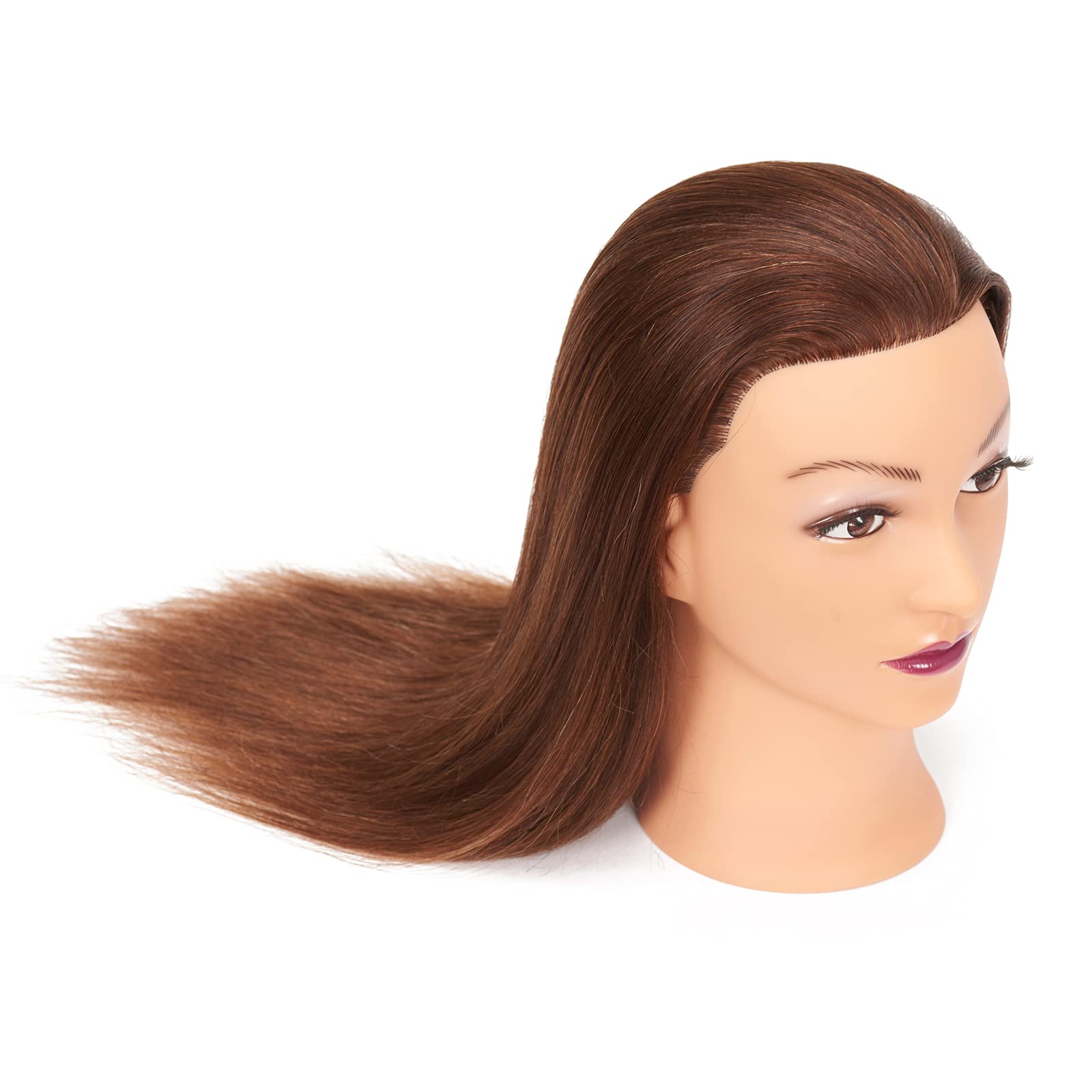 White Smoke Mannequin Head 20"-22" 100% Human Hair Hairdresser Training Head Mannequin Doll Head Cosmetology Manikin Training Head Hair for Practice Cutting Braiding with Free Clamp Holder 92022LB0414