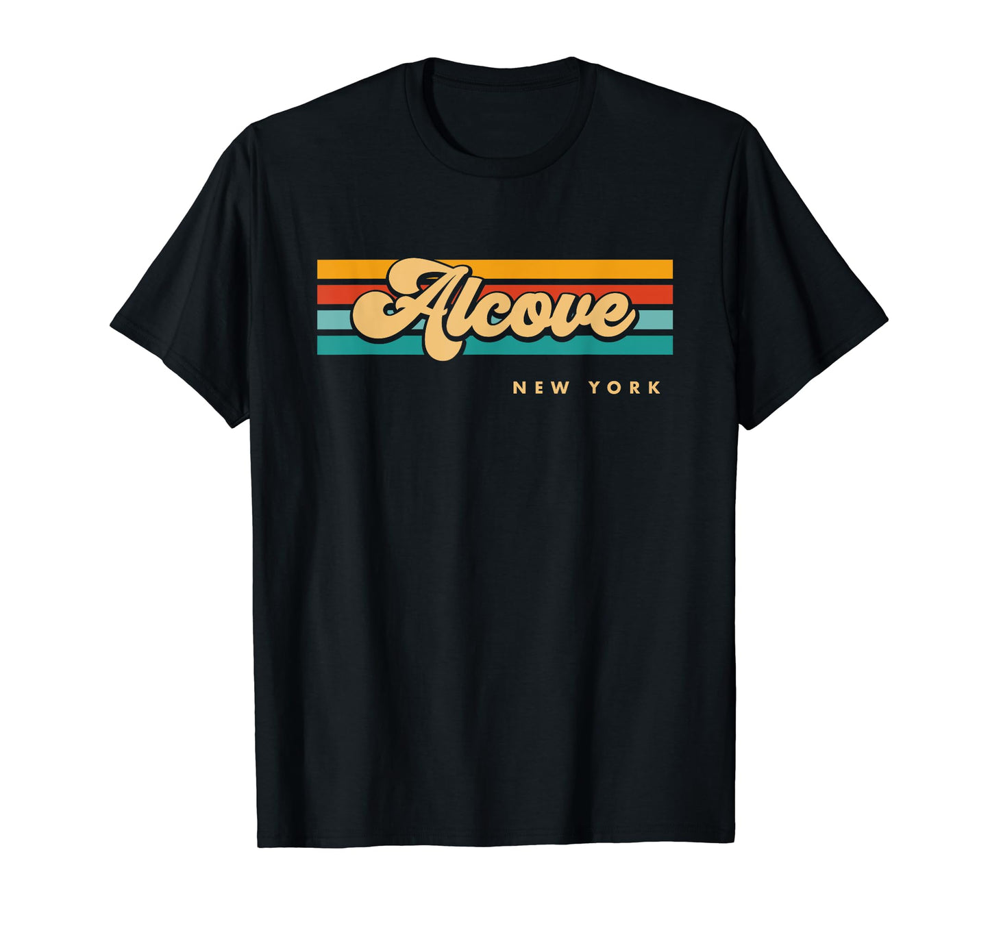 White Smoke Vintage Sunset Stripes Alcove, New York T-Shirt